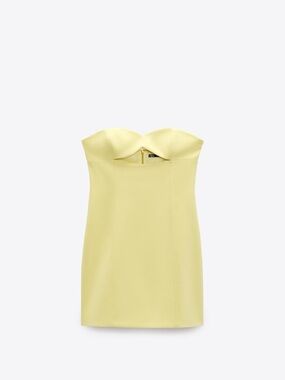 Zara Strapless Lemon Yellow Tube Dress
